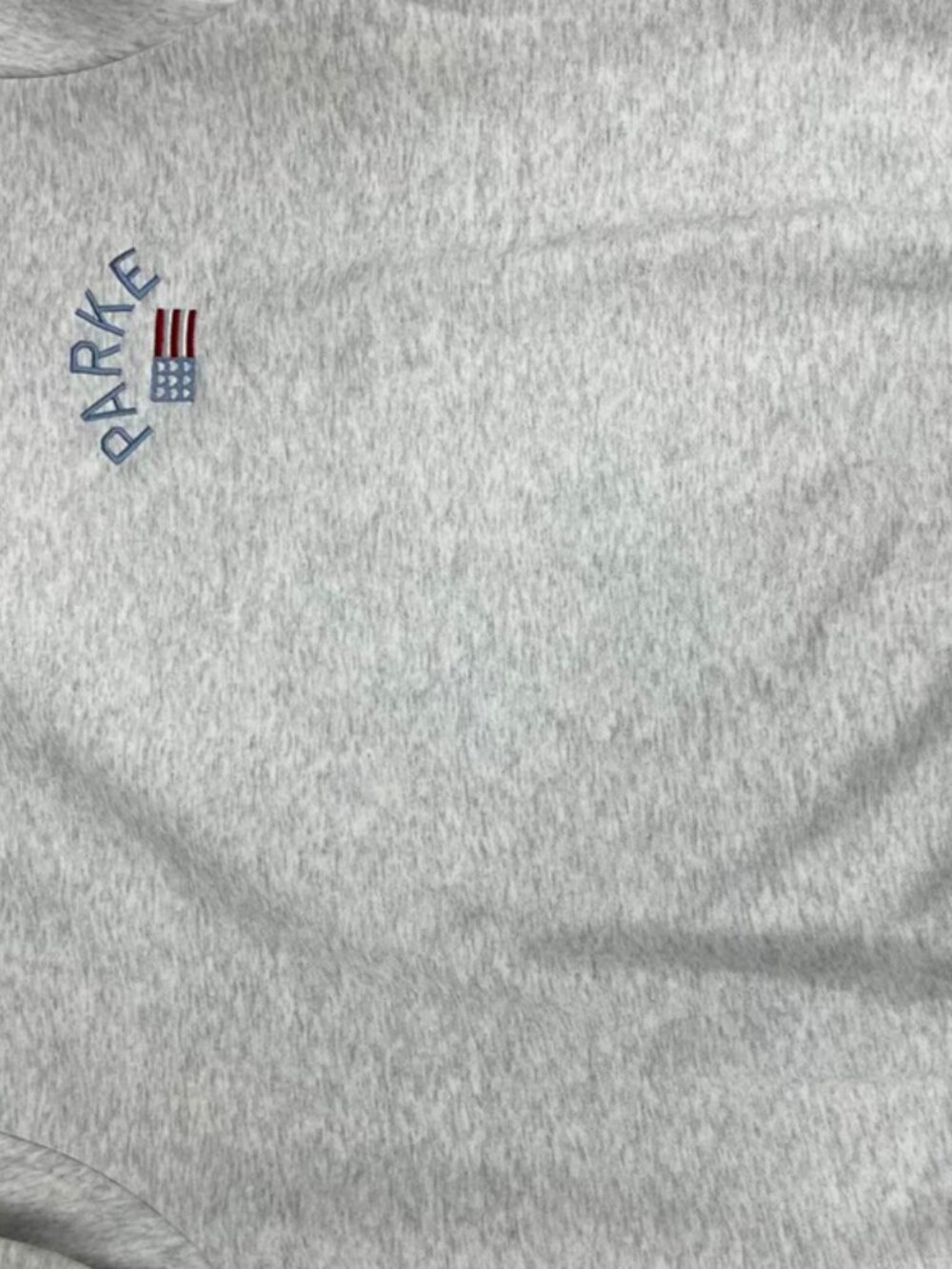 PARKE Mock Neck Sweatshirt Heather Gray Embroidered Flag Logo - Picture 6 of 8